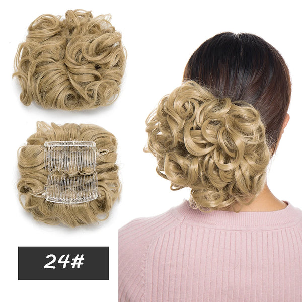 BENEHAIR Synthetic Scrunchy Hair Bun Messy Hair Bun Curly Chignon Hairpiece for Women Hair Combs Clip in Hair Extension Updo