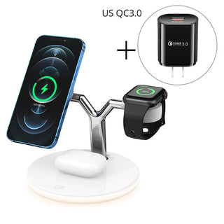 Buy with-us-plug1 3 in 1 Magnetic Wireless Charger 15W Fast Charging Station for Magnetic iPhone 14 13 12 Pro Max Chargers for Apple Watch Airpods