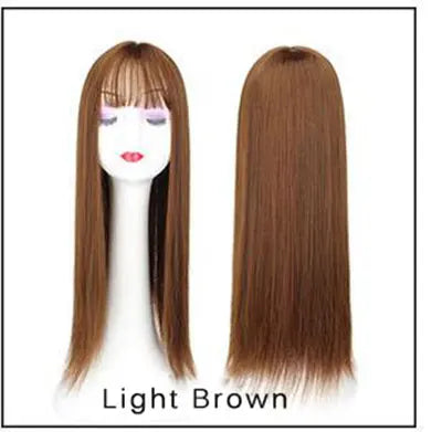 Gres Blonde Synthetic Hair Piece Women 3 Clips in Hair Extension With Bangs 22" Long High Temperature Fiber Brown/Grey/Black