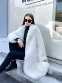 ZADORIN 2024 Winter Fluffy Jacket Women Solid Lapel Long Faux Fox Fur Coat Ladies Furry Warm Pink White Jacket Trench Coats Tops