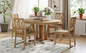 Rustic 5-Piece Extendable Dining Table Set Round Trestle Table and 4 Cross Back Dining Chairs for Kitchen, Dining Room,