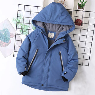 Buy blue IYEAL Kids Boys Winter Coat Children Zipper Clothing Long Sleeve Hooded Windproof  Jackets Warm Coats Clothes for 4-12 Years