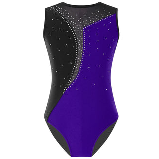 Buy purple-a Kids Girls Shiny Rhinestone Gymnatics Ballet Leotards Dance Costume Figure Skating Costume Sleeveless Round Neckline Dancewear