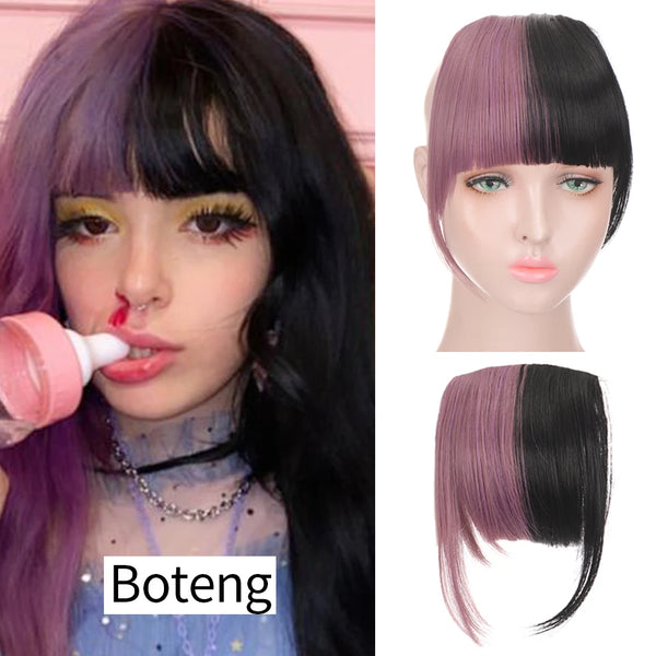 HUAYA Synthetic Hair Bangs Clips Front Side Long Bangs Fake Fringe Clip in Hair Extensions Accessories for Women