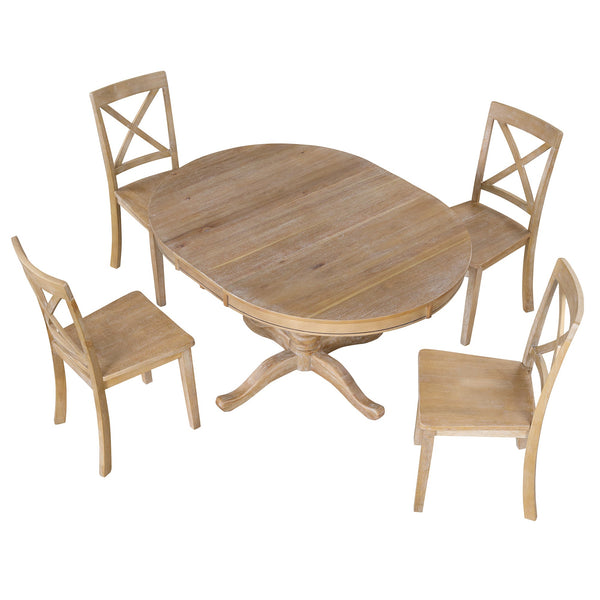 Modern Dining Table Set for 4,Round Table and 4 Kitchen Room Chairs,5 Piece Kitchen Table Set for Dining Room,Dinette,Br