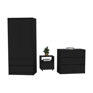 Beloit 3 Piece Bedroom Set, Black