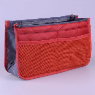 Buy orange Nylon Cosmetic Bags for Women Tote Insert Double Zipper Makeup Bag Toiletries Storage Bag Girl Outdoors Travel Make Up Organizer