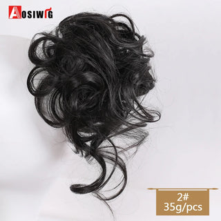 Buy natural-black AOSIWIG Synthetic Long Curly Chignons Hair Tails Clip in Hair Extensions Fake Hair Pieces Heat Resistant Chignons for Women