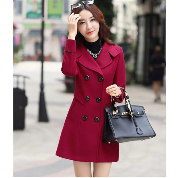 UHYTGF Coat Woman Autumn Winter 2023 Wool Coats for Women Overcoat Double-Breasted Woolen Jackets for Women Outerwear M-3xl 124