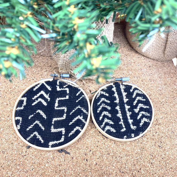 Black & White Authentic Mudcloth Ornaments (2 Pk) Gift Set