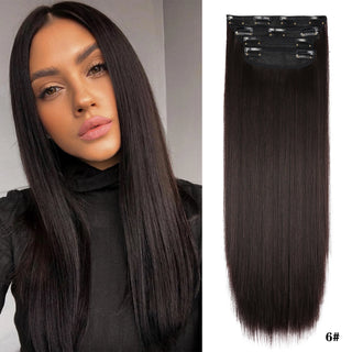 Buy straight-6 Leeons Synthetic Hair 11Clips in Hair Extension Body Wave 20&quot;Hair Extension Clip for Women Synthetic Hair Extensions Brown Ombre