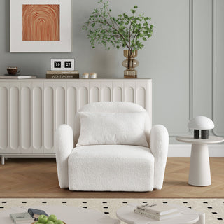 Living Room Furniture Lazy Sofa Chair Teddy Fabric White