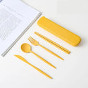 4Pcs Wheat Straw Dinnerware Set Portable Tableware Knife Fork Spoon Eco-Friendly Travel Cutlery Set Utensil Box Chopsticks Set