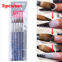 5 Pcs Crystal Handle Acrylic Powder Nail Brushes UV Gel Drawing Painting Brushes Carving/Extension Pen Professional  Nail Tools