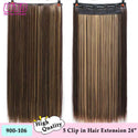 WTB Synthetic Long Straight 5 Clip in Hair Extensions 3/4 Full Head Hairpieces Natural Black to Grey Ombre Two Tones Fake Hair