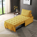 Multipurpose Linen Fabric Ottoman Lazy Sofa Pulling Out Sofa Bed (Yellow)