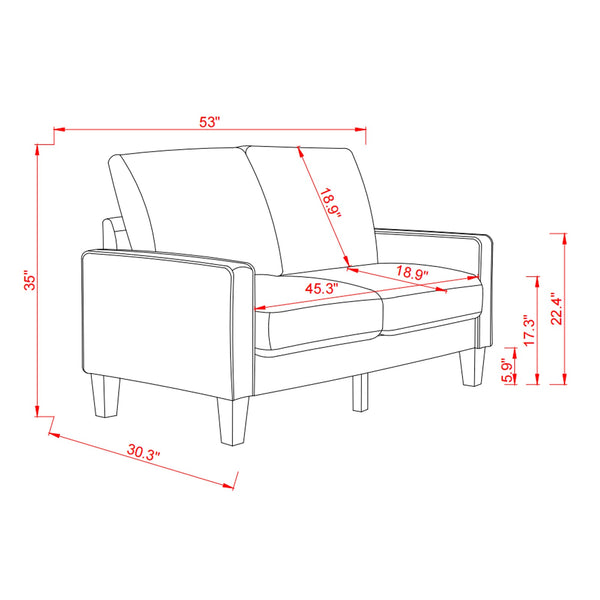 Modern Living Room Furniture Loveseat in Beige Fabric