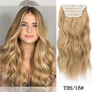 Buy wavy-t26-618 Leeons Synthetic Hair 11Clips in Hair Extension Body Wave 20&quot;Hair Extension Clip for Women Synthetic Hair Extensions Brown Ombre