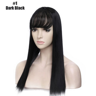 Buy dark-black BENEHAIR Synthetic Clip in Hair Topper Long Straight Clip Extension Hair Hair Toupee Hairpiece for Women Fake Hair With Bangs