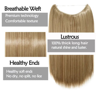 HAIRRO 20 Inches Wave Hair Extensions No Clip in Ombre Blonde Black Hair Synthetic Natural Hidden Secret False Hair Piece