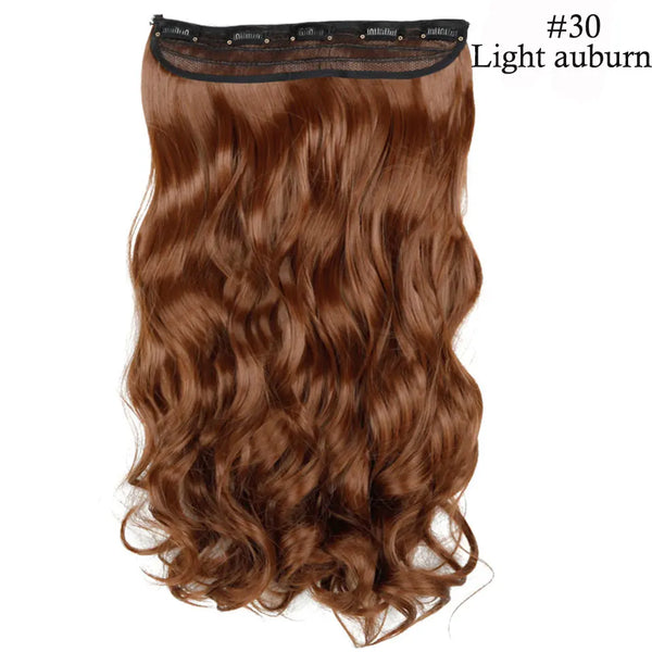 S-Noilite Synthetic 47Color 24Inch Long Wavy Women Clip in One Piece Hair Extensions Black Brown Fake Clip Hairpiece for Women