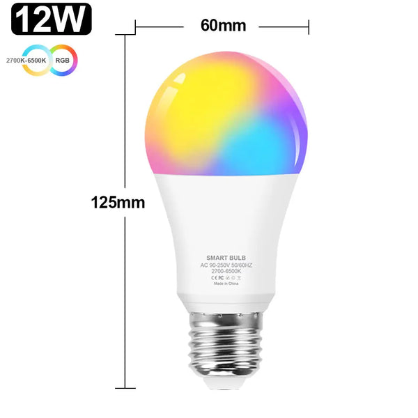 85-265v Tuya Smart LED Light Bulb RGBWW Dimmable Magic Bulbs E27/E14/Gu10 LED RGB Lamp 8w/12w/15w Work With Alexa Google Home