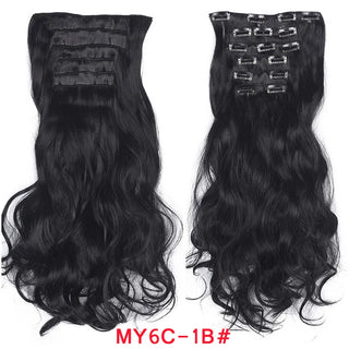 Buy my6c-1b 16 Clips Clip in Hair Extension Long Synthetic Hair Heat Resistant Hairpiece Natural Wavy Ombre Hair Piece 6Pcs/Set 20Inch LIHUI