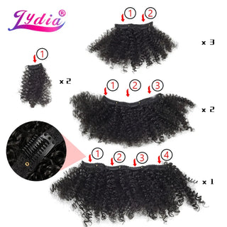 Lydia 8Pcs/Set 18 Clips in Hair Hairpieces 6 Inch kInky Curly Synthetic Heat Resistant Hair Extensions All Color Available