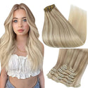 Full Shine Human Hair Extensions Clip in Hair Extensions Human Hair 7PCS 105G Double Weft Hair Extensions Human Hair for Woman