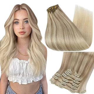 Buy 18-22-60 Full Shine Human Hair Extensions Clip in Hair Extensions Human Hair 7PCS 105G Double Weft Hair Extensions Human Hair for Woman