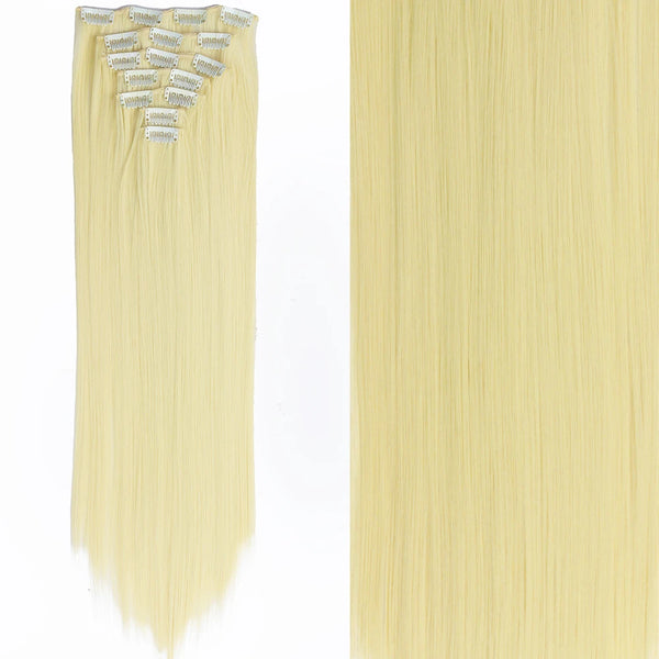 22Inch Long Straight Wavy Hair Extension 7Pcs/Set 16 Clips High Tempreture Synthetic Hairpiece Clip in Hair Extensions