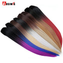 AOSIWIG 24inch 5 Clipsins Straight Hair Extentions Clip in on Hair Extension Black to Red Ombre Hairpiece Synthetic