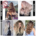 Clip in Hair Extension 20Inch 16 Clips Long Synthetic Hair Heat Resistant Hairpiece Natural Wavy Ombre Hair Piece 6Pcs/Set LIHUI