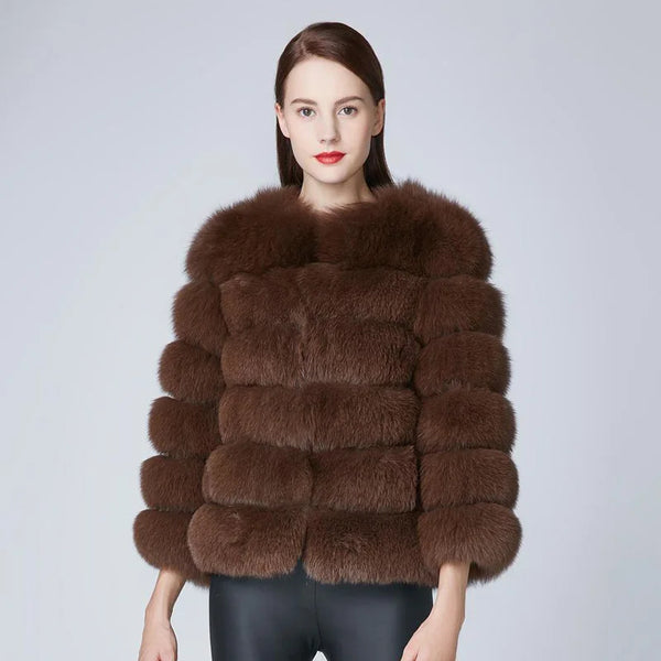 ZIRUNKING Women Warm Real Fox Fur Coat Short Winter Fur Jacket Outerwear Natural Blue Fox Fur Coats Female Fashion Outfit ZC1636