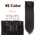 Leeons 16Clips Long Straight Synthetic Clip on Hair Extensions Cheveux Clip Naturel High Temperature Fiber Black Brown Hairpiece