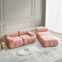 Modular Sectional Sofa, Button Tufted Designed and DIY Combination,L Shaped Couch With Reversible Ottoman, Pink Velvet