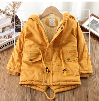 Buy yellow IYEAL Kids Boys Winter Coat Children Zipper Clothing Long Sleeve Hooded Windproof  Jackets Warm Coats Clothes for 4-12 Years