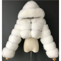 High Quality Furry Cropped Faux Fur Coats and Jackets Women Fluffy Top Coat With Hooded Winter Fur Jacket Manteau Femme