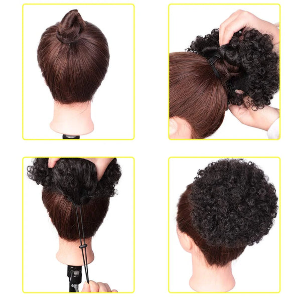 Afro Kinky Curly Ponytail for Women Natural Black Remy Hair 1 Piece Clip in Ponytails Puff Drawstring 100% Human Hair Extension