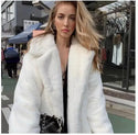 New Women Long Loose Winter Faux Fur Coat Soft Women Street Style Faux Leather Coats