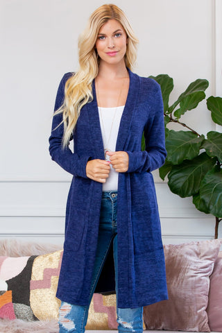 Buy navy Brushed Sweater Pocket Cardigan