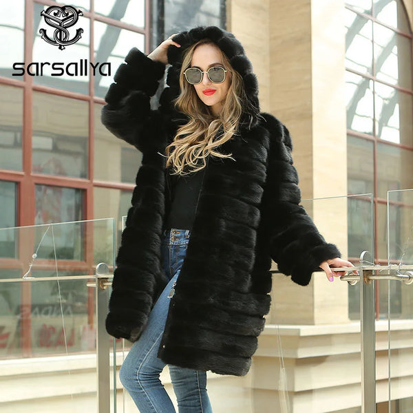 Mink Coats Women Real Genuine Mink Fur Coats for Women 2022 Winter Jackets Black Long Plus Size Real Mink Fur Women Clothes