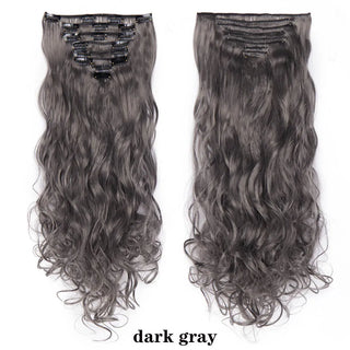 Buy dark-gray HAIRRO 24Inches 170g 36 Colors Long Straight Synthetic Hair Extensions Clips in High Temperature Fiber Black Brown Hairpiece