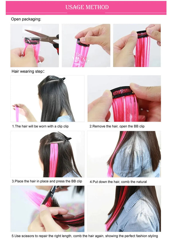 Alileader Clip on Hair Extension 57Color Ombre Straight Hair Extension Clip in Hairpieces High Temperature Faber Hair Pieces