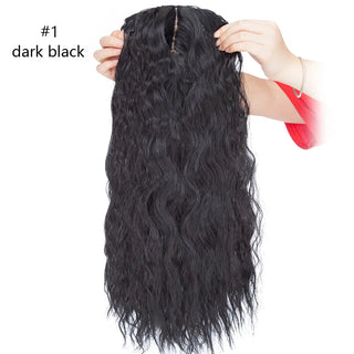 Buy dark-black HAIRRO 20&#39;&#39; Water Wave Clip in Hair Pieces Black Brown Long Corn Wave Synthetic Hair Pieces for Women