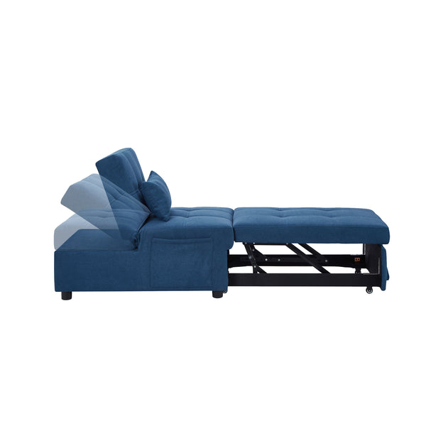 Living Room Bed Room Furniture With Blue Linen Fabric Recliner Chair Bed