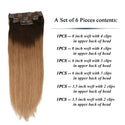 Toysww 105G 125G Brazilian Machine Made Remy Straight Clip in Human Hair Extensions Full Head Set 6Pcs 14 to 24 Inch