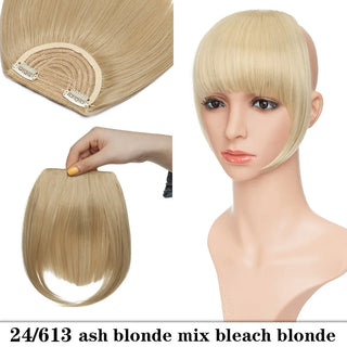 Buy ash-bleach-blonde HAIRRO 8&quot; Short Synthetic Bangs Heat Resistant Hairpieces Hair Women Natural Short Fake Hair Bangs Hair Clips on Bangs 24 Colors