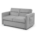 Loveseats Sofa Bed With Pull-Out Bed, Adjsutable Back and Two Arm Pocket,Grey