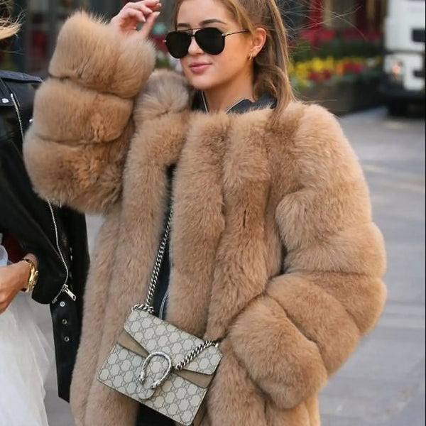 MISSJANEFUR Women Fox Fur Coat Natural Fur 2022 Fashion Luxury Medium Long Winter Plush Coats Custom XXXXXL